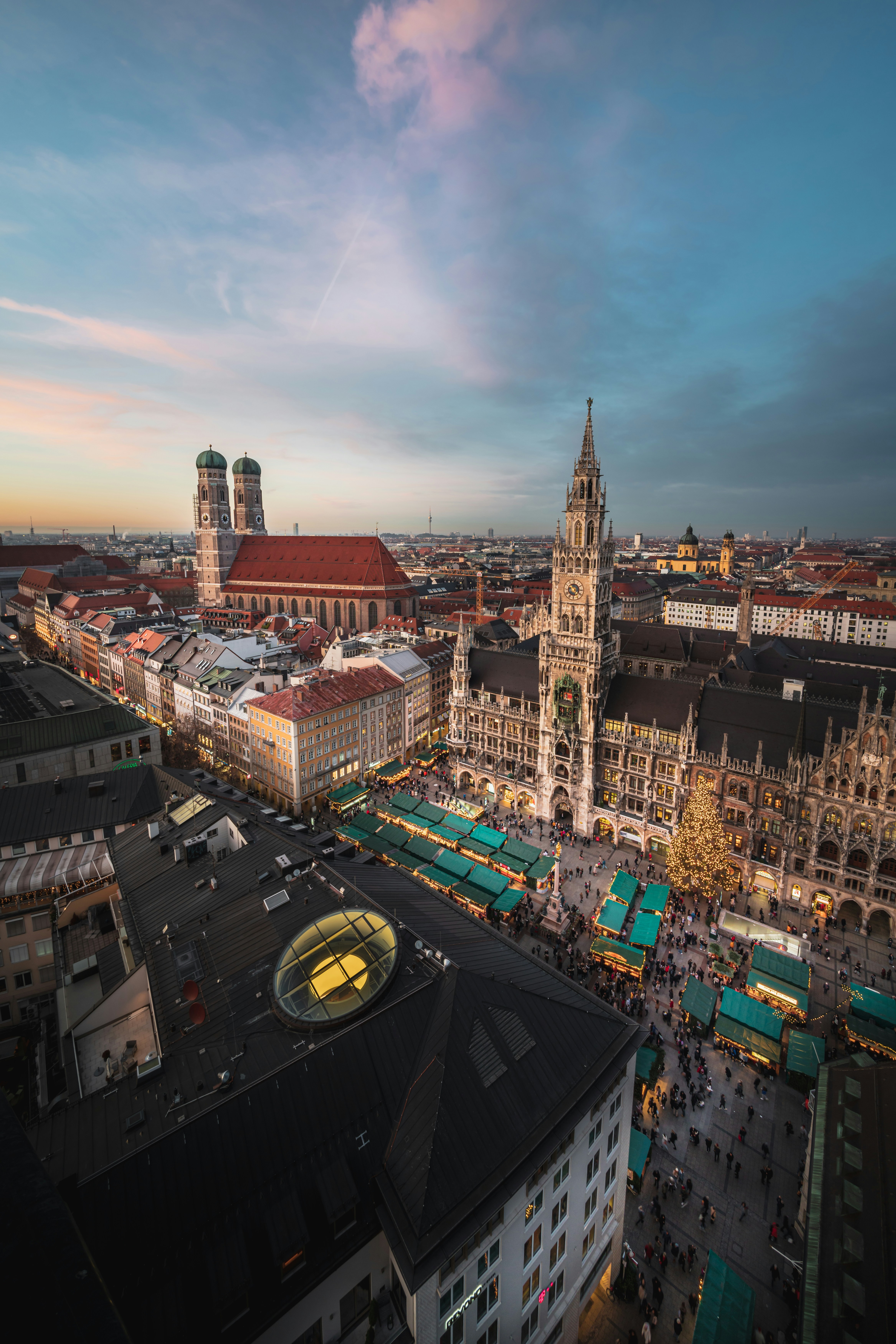 Munich Marienplatz aerial view
